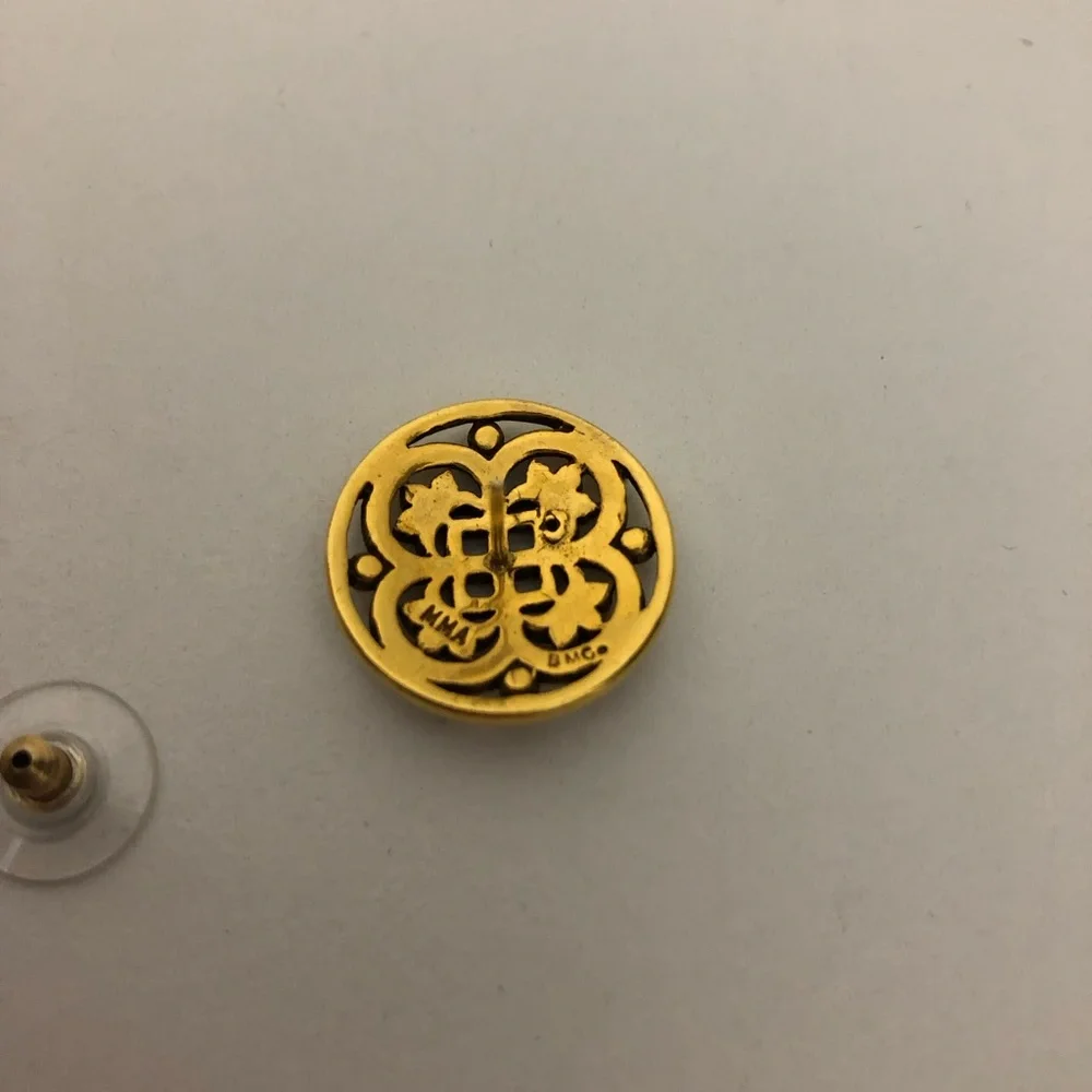 MMA Metropolitan Museum Of Art Gold-Tone Floral Knot Round Stud Earrings